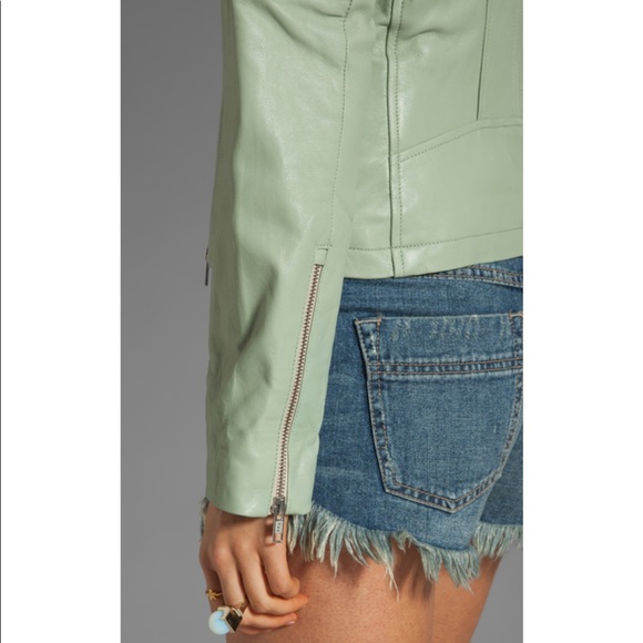 Mackage Gabby Classic Leather Jacket in Mint - Picture 6 of 13